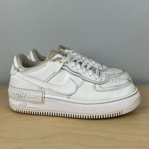 Nike Women’s Size 8.0 Air Force 1 Low Shadow Triple White Athletic Shoes